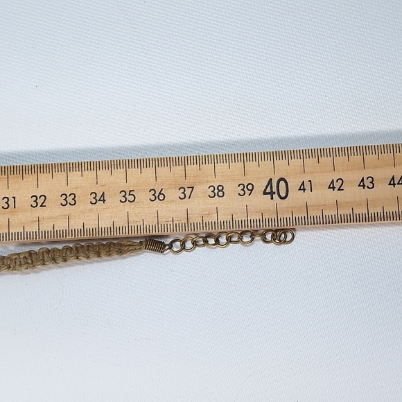 Woven Hemp Recycled Blue Glass Bead Unisex Necklace - Picture 8 of 8